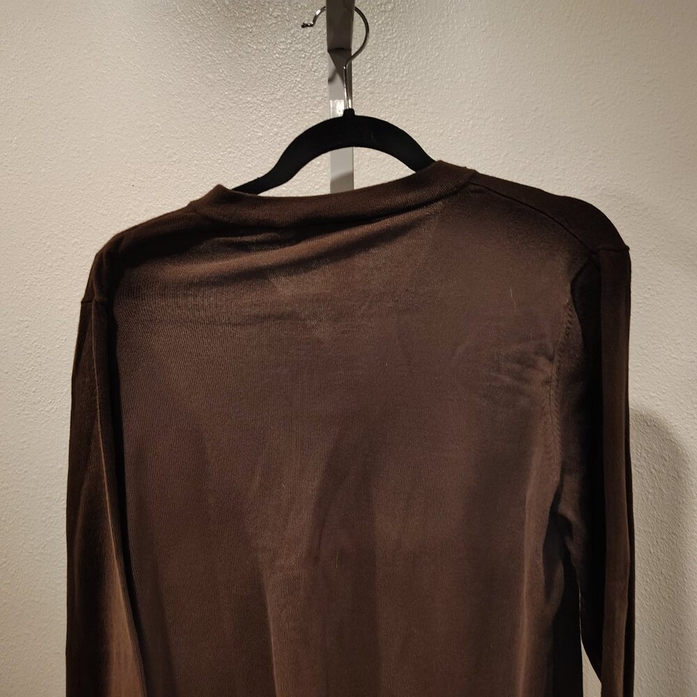 First Issue Women's V-Neck 3/4 Sleeve Top Embellished with Jewels Brown - Picture 8 of 10